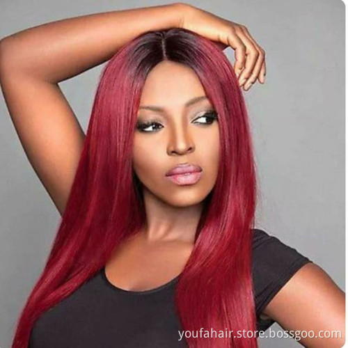 Free Sample Brazilian Human Hair Ombre Color 1b/burg Wine Red Burgundy Hair Bundles Virgin Raw Cuticle Aligned Hair with Closure